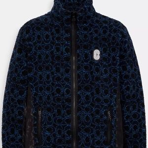 Coach Signature Sherpa Full Zip Jacket Style C5202 Size XL Blue Retails for $498